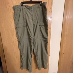 White Sierra Convertible Cargo Hiking Pants Olive Green Nylon Men's XXL Zip-Off
